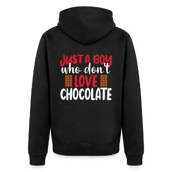 Just a boy who don't love Chocolate - Unisex Premium Organic Zip Hoodie - black - Back - Nico (187cm)