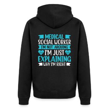 Medical Social Worker Occupation Job Hospital - Unisex Premium Organic Zip Hoodie - black - Back - Nico (187cm)