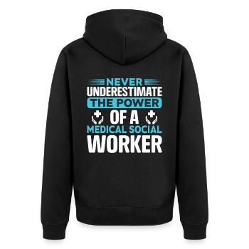 The Power Of A Medical Social Worker Occupation - Unisex Premium Bio Zip Hoodie - Schwarz - Hinten - Nico (187cm)