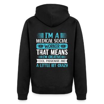 Travailleur social médical Emploi Hôpital - Veste à capuche bio Premium Unisexe - noir - Dos - Nico (187cm)