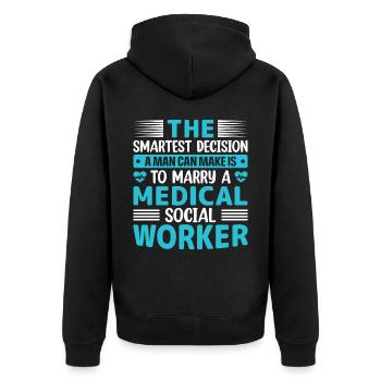 Travailleur social médical Emploi Hôpital - Veste à capuche bio Premium Unisexe - noir - Dos - Nico (187cm)