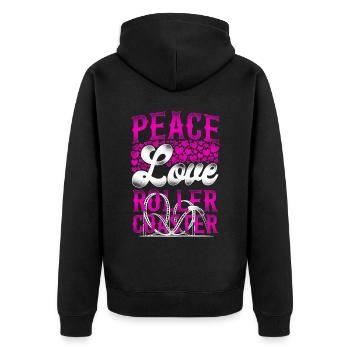 Roller Coaster Girl Vintage Peace - Unisex Premium Bio Zip Hoodie - Schwarz - Hinten - Nico (187cm)
