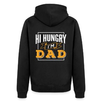 Hallo Hungrig Ich Bin Papa Vater Tag Vater Papi - Unisex Premium Bio Zip Hoodie - Schwarz - Hinten - Nico (187cm)