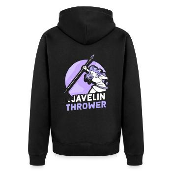 Speerwerferin Speerwurf Speerwerfer Speerwerfen - Unisex Premium Bio Zip Hoodie - Schwarz - Hinten - Nico (187cm)