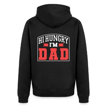 Hallo Hungrig Ich Bin Papa Vater Papi Vater Tag - Unisex Premium Bio Zip Hoodie - Schwarz - Hinten - Nico (187cm)