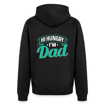 Hallo Hungrig Ich Bin Papa Vater Papi Vater Tag - Unisex Premium Bio Zip Hoodie - Schwarz - Hinten - Nico (187cm)