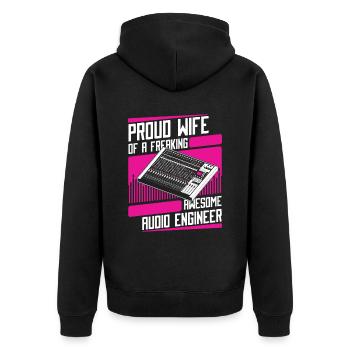 Tontechniker Sound Audio Engineer - Unisex Premium Bio Zip Hoodie - Schwarz - Hinten - Nico (187cm)