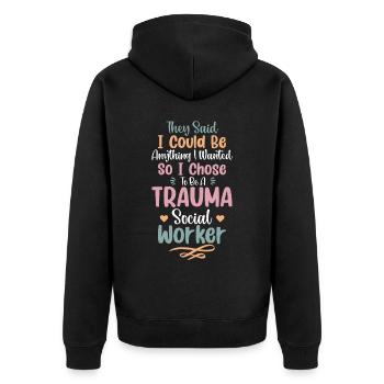 Trauma Travailleur social Profession Emploi Santé mentale - Veste à capuche bio Premium Unisexe - noir - Dos - Nico (187cm)