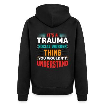 Trauma Travailleur social Profession Emploi Santé mentale - Veste à capuche bio Premium Unisexe - noir - Dos - Nico (187cm)