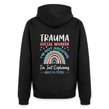 Trauma Travailleur social Profession Emploi Santé mentale - Veste à capuche bio Premium Unisexe - noir - Dos - Nico (187cm)