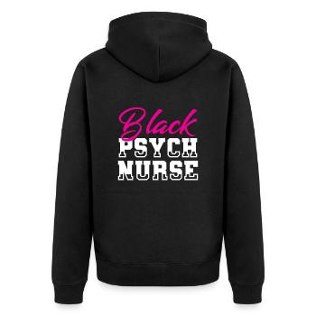 Krankenschwester - Unisex Premium Bio Zip Hoodie - Schwarz - Hinten - Nico (187cm)