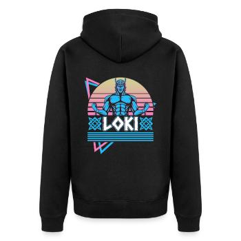 Loki Norse God Asgard Norse Mythology R - Unisex Premium Organic Zip Hoodie - black - Back - Nico (187cm)