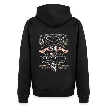 Vintage Légendaire - Vieilli parfaitement 54ème anniversaire - Veste à capuche bio Premium Unisexe - noir - Dos - Nico (187cm)