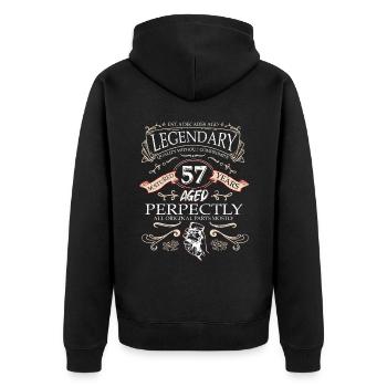 Vintage Légendaire - Vieilli parfaitement 57ème anniversaire - Veste à capuche bio Premium Unisexe - noir - Dos - Nico (187cm)
