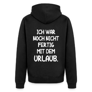 Urlaub Reisen Arbeitskollege Arbeit Lustige Ferien - Unisex Premium Bio Zip Hoodie - Schwarz - Hinten - Nico (187cm)