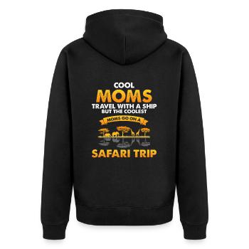 Safari Familienurlaub Design für Afrika Savanne - Unisex Premium Bio Zip Hoodie - Schwarz - Hinten - Nico (187cm)