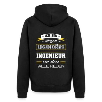 Ich Bin Dieser Legendäre Ingenieur Geschenk - Unisex Premium Bio Zip Hoodie - Schwarz - Hinten - Nico (187cm)