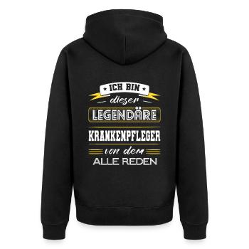 Ich Bin Dieser Legendäre Krankenpfleger Geschenk - Unisex Premium Bio Zip Hoodie - Schwarz - Hinten - Nico (187cm)