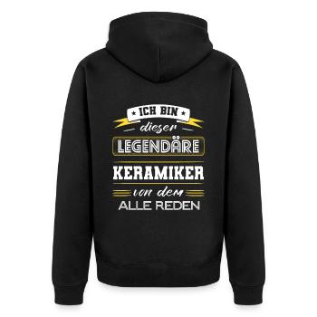 Ich Bin Dieser Legendäre Keramiker Geschenk - Unisex Premium Bio Zip Hoodie - Schwarz - Hinten - Nico (187cm)