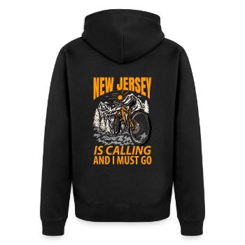 Cadeau aventureux du New Jersey - Veste à capuche bio Premium Unisexe - noir - Dos - Nico (187cm)