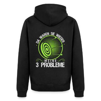 3D Bogensport Langbogen Bogenschießen - Unisex Premium Bio Zip Hoodie - Schwarz - Hinten - Nico (187cm)