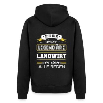 Ich Bin Dieser Legendäre Landwirt Geschenk - Unisex Premium Bio Zip Hoodie - Schwarz - Hinten - Nico (187cm)