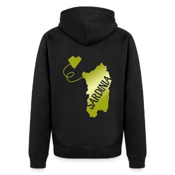 Sardegna Sardinia Heart Sardinia - Unisex Premium Organic Zip Hoodie - black - Back - Nico (187cm)