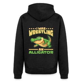 Crocodile Alligator Wrestling Reptile Cadeau - Veste à capuche bio Premium Unisexe - noir - Dos - Nico (187cm)