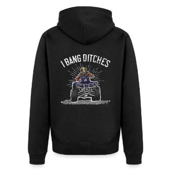I Bang Ditches Quad Bike ATV Offroading Offroad - Unisex Premium Organic Zip Hoodie - black - Back - Nico (187cm)