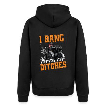 I Bang Ditches Quad Bike ATV Offroading Offroad - Unisex Premium Organic Zip Hoodie - black - Back - Nico (187cm)