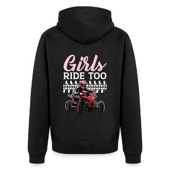 Mädchen fahren auch Quad Princess Quad Bike Offroading - Unisex Premium Bio Zip Hoodie - Schwarz - Hinten - Nico (187cm)