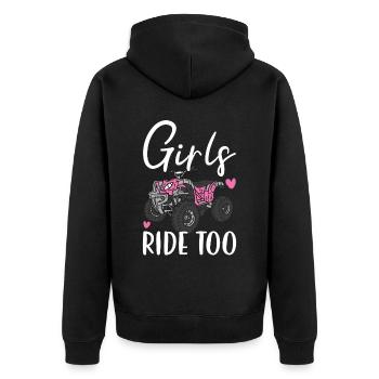 Mädchen fahren auch Quad Princess Quad Bike Offroading - Unisex Premium Bio Zip Hoodie - Schwarz - Hinten - Nico (187cm)