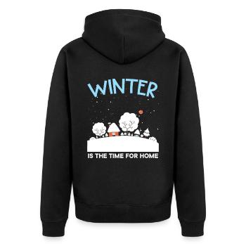Der Winter ist die Zeit für die Wintersaison zu Hause - Unisex Premium Bio Zip Hoodie - Schwarz - Hinten - Nico (187cm)