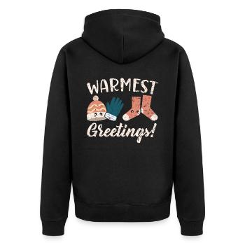 Warmest Greetings Snow Snowy Climate Winter Season - Unisex Premium Organic Zip Hoodie - black - Back - Nico (187cm)