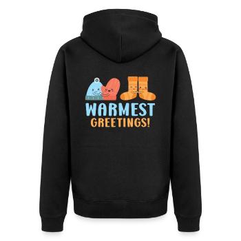 Warmest Greetings Snow Snowy Climate Winter Season - Unisex Premium Organic Zip Hoodie - black - Back - Nico (187cm)