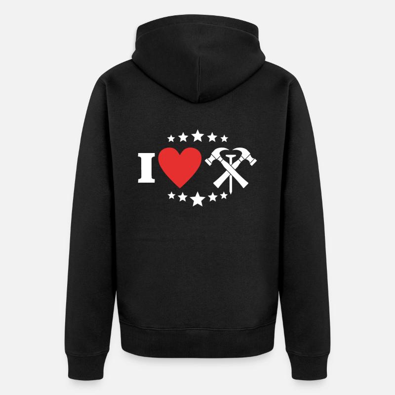 Couvreur Amour J’aime Toiture - Veste à capuche bio Premium Unisexe - noir