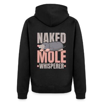 Nackter Maulwurf Flüsterer Wildtier Tier Maulwurf - Unisex Premium Bio Zip Hoodie - Schwarz - Hinten - Nico (187cm)