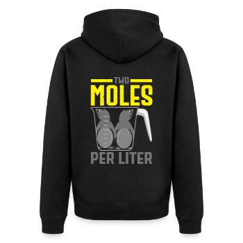 Zwei Maulwürfe pro Liter Maulwurfsflüsterer Wissen - Unisex Premium Bio Zip Hoodie - Schwarz - Hinten - Nico (187cm)