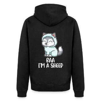 Baa Im A Sheep Sheep Gift - Unisex Premium Organic Zip Hoodie - black - Back - Nico (187cm)