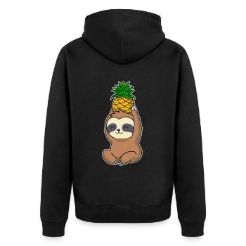 Pineapple Sloth Pineapple Gift - Unisex Premium Organic Zip Hoodie - black - Back - Nico (187cm)
