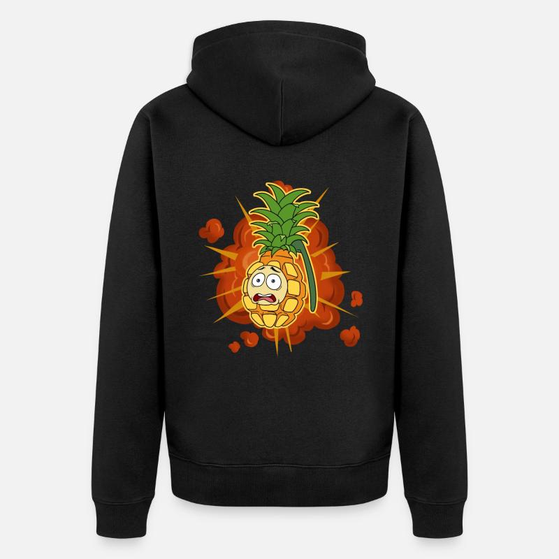 Pineapple Grenade Ananas Geschenk - Unisex Premium Bio Zip Hoodie - Schwarz