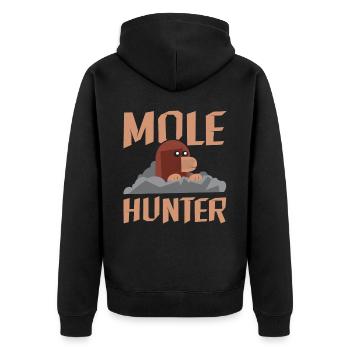 Maulwurfsjäger Tierjäger Wildtier Maulwurf - Unisex Premium Bio Zip Hoodie - Schwarz - Hinten - Nico (187cm)