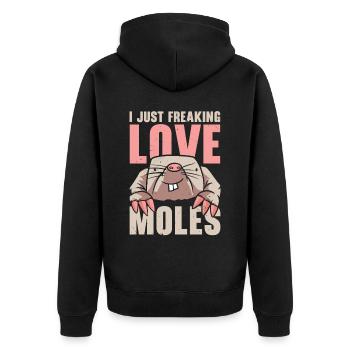 J’adore les taupes animal mole whisperer - Veste à capuche bio Premium Unisexe - noir - Dos - Nico (187cm)