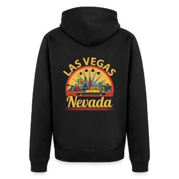 Las Vegas Nevada USA Staat Amerika Reisen Nevadane - Unisex Premium Bio Zip Hoodie - Schwarz - Hinten - Nico (187cm)