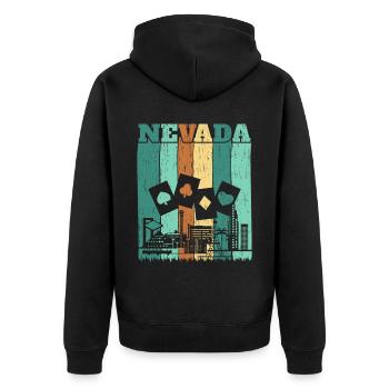 Nevada USA Bundesland Amerika Nevadan Carson City - Unisex Premium Bio Zip Hoodie - Schwarz - Hinten - Nico (187cm)