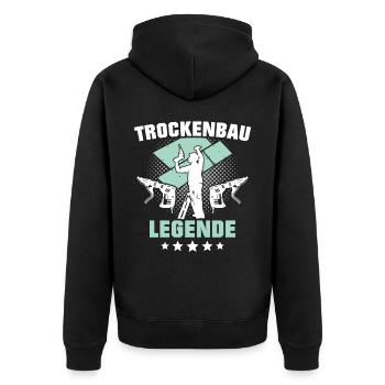 Trockenbauer Trockenbaumonteur Trockenbau - Unisex Premium Bio Zip Hoodie - Schwarz - Hinten - Nico (187cm)