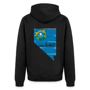 Nevada USA Staat Amerika Nevadan Carson City - Unisex Premium Bio Zip Hoodie - Schwarz - Hinten - Nico (187cm)