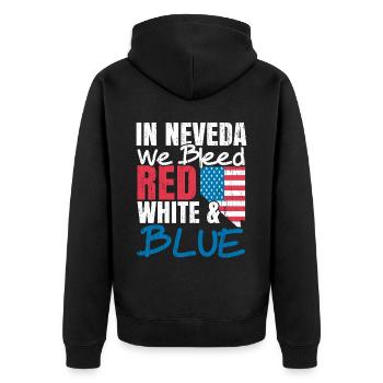In Nevada we bleed white and blue USA America - Unisex Premium Organic Zip Hoodie - black - Back - Nico (187cm)