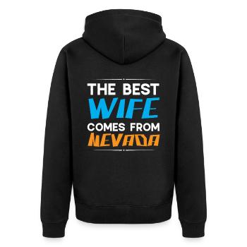 The best wife comes from Nevada America Nevadan - Unisex Premium Organic Zip Hoodie - black - Back - Nico (187cm)
