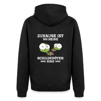 Zuhause Ist Wo Meine Schildkröten Sind - Unisex Premium Bio Zip Hoodie - Schwarz - Hinten - Nico (187cm)